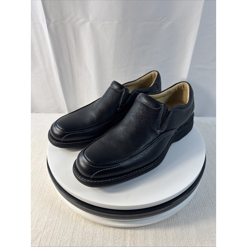 Johnston And Murphy Shuler Moc Toe Slip On Men's 9.5 In Black Leather
